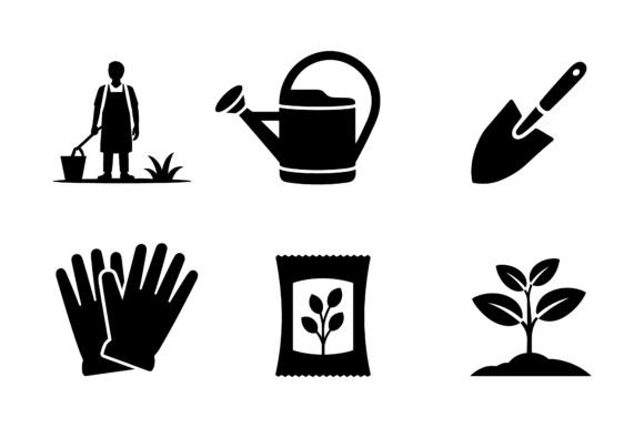 Gardening Icon Set for Embroidery Projects