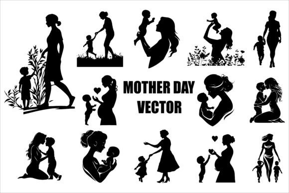 Mother s Day Silhouette Vector Art Review