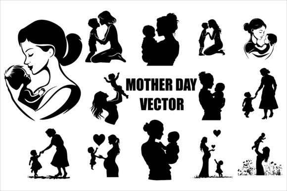 Mother s Day Silhouette Vector Set Review