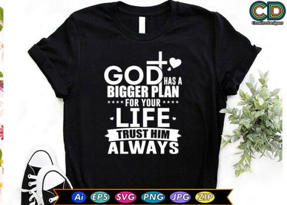 Testing the GOD HAS a BIGGER PLAN Christian T-shirt Design in Real Embroidery Projects
