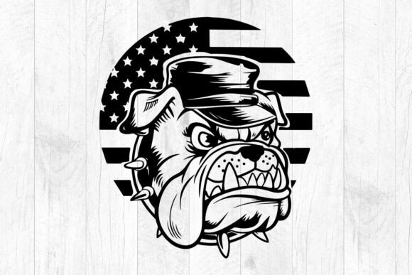 US Bulldog Wearing a Military Cap Dog